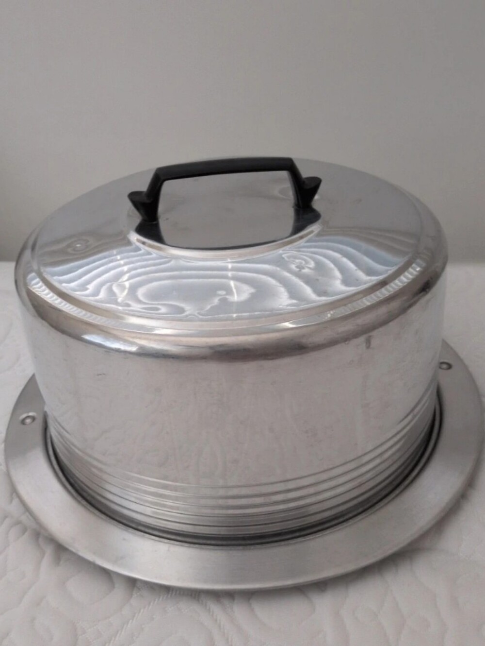 Vintage Regal Aluminum Cake Cover with Black Handle
